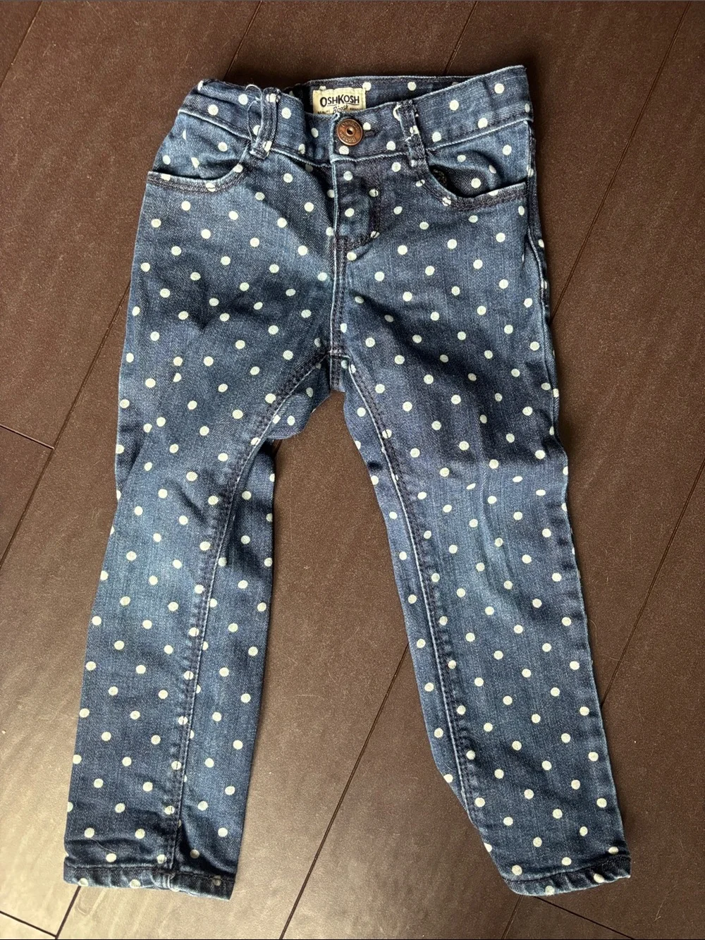 OshKosh B'gosh Rose Pink Peplum Top with Blue Polka Dot Jeans